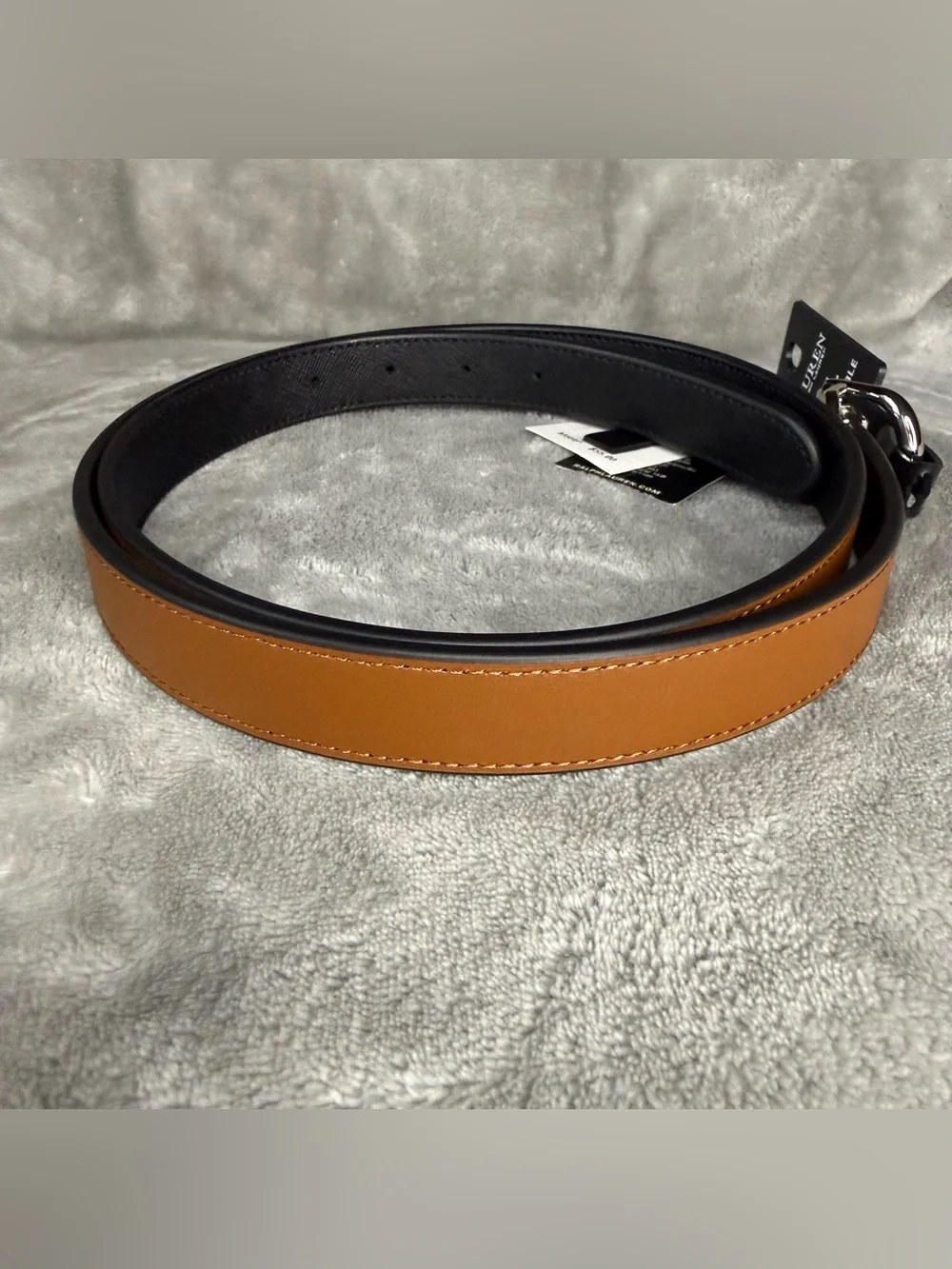 Lauren Ralph Lauren Black & Tan Reversible Leather with Silver Buckle